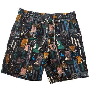 Cactus Man Mens Abstract Print Shorts Size M / 32 Black Multi-Color